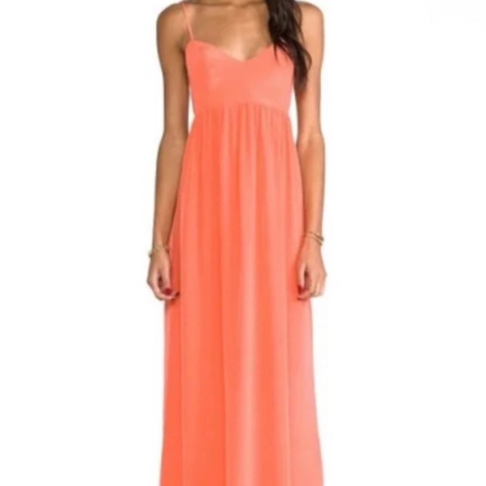Amanda Uprichard Orange Sleeveless Maxi Dress.